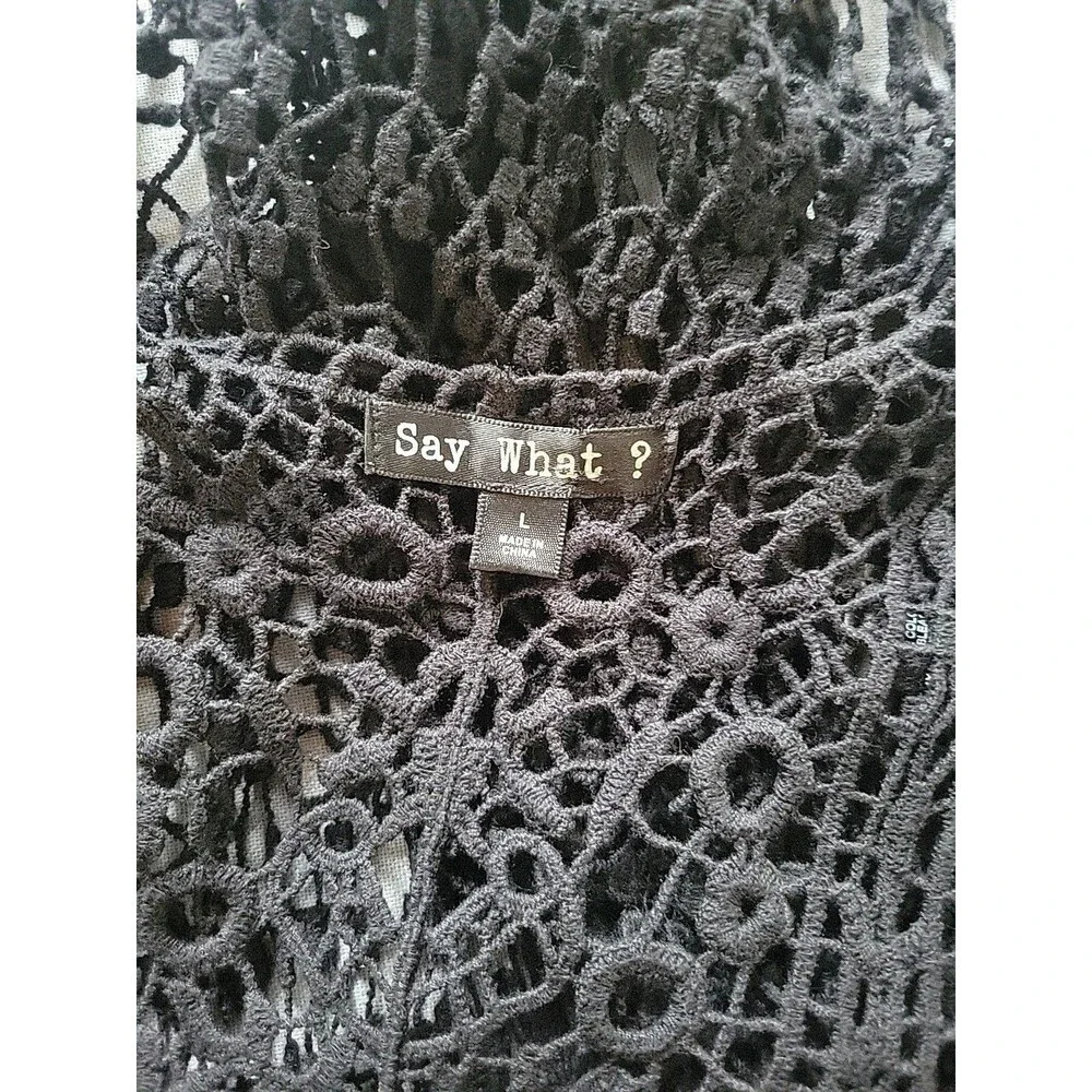 Crochet Vest Say What ?Sleeveless Black Size L - Picture 6 of 8
